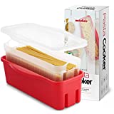 Tafura Microwave Pasta Cooker with Double Straining System, Microwavable Spaghetti Cooker with Drainer, Christmas Dorm Gift, Fast Pasta Boat with Strainer Tray and Lid. BPA Free