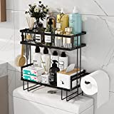 Over The Toilet Storage, Godboat 2-Tier Bathroom Organizer Shelves, Multifunctional Toilet Rack,No Drilling Space Saver with Wall Mounting Design (Black)
