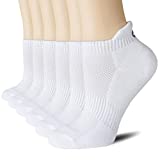 CS CELERSPORT Low Cut Athletic Running Socks Cotton Ankle Socks for Men and Women (6 Pairs), Large, White