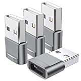 USB C Female to USB Male Adapter 4-Pack,Type C to USB A Charger Cable Converter,Compatible with iPhone 13 12 11 Mini Pro Max,Samsung Galaxy Note 10 20 S22 S21 S20 Plus,Apple iWatch Watch Series 7 SE