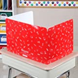 Really Good Stuff Standard Privacy Shields for Student Desks  Set of 12 - Matte - Study Carrel Reduces Distractions - Keep Eyes From Wandering During Tests , Red With School Supplies Pattern