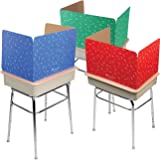 Large Privacy Shields for Student Desks  Set of 12 - Matte - Study Carrel Reduces Distractions - Keep Eyes from Wandering During Tests, Red, Blue & Green School Supplies Pattern