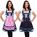 2PCS Oktoberfest Apron, Oktoberfest Party Decorations German Dirndl Dress Kitchen Apron with Adjustable Tying Ropes Cooking Gardening BBQ Baking Aprons for Bavarian Beer Festival (Dirndl))