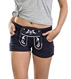 Schneberger Trachten Couture WiesnFit Women Sweatpants Short - Style Lederhosen - Hotpants Ladies Fleece Jogger Sweat Pants Bavaria WiesnFit (XL, Blue)