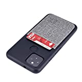 Dockem Google Pixel 5 (6.0") Luxe M2T Wallet Case: Built-in Invisible Metal Plate for Magnetic Mounting with Canvas Style Synthetic Leather 1 Card Slot (Black and Grey)