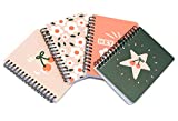 Spiral Notebook, 4 Pcs A6 Cherry Design Thick Hardcover 8mm Ruled 4 Color 80 Sheets -160 Pages Journals for Study and Notes (A6-4pcs Pink, A6)