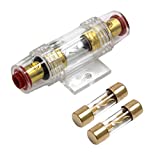 Carviya 4-8 Gauge AWG in-line Waterproof Fuse Holder with Two 100A AGU Type Fuses for Car Audio/Alarm/Amplifier/Compressors (1 Pack)