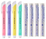Xeno Tri-II Retractable Click 4 Erasers and 8 Refills (Assorted Colors Bundle)