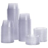 Comfy Package [100 Sets - 2 oz.] Plastic Portion Cups With Lids, Souffle Cups, Jello Shot Cups