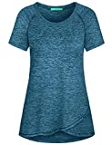Kimmery Plus Size Tops for Women Crew Neck T Shirt Women Fitness Sports Short Sleeve Fashion T-Shirts Lightweighted Wear Blouse Summer Basic Gym Slimming Training Shirts Blue XX Large