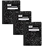 Mead Composition Notebooks, 3 Pack, College Ruled Paper, 9-3/4" x 7-1/2", 100 Sheets per Notebook, Black Marble (38111)