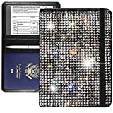 LIFUTOPIA Bling Passport Vaccine Card Drive License Holder Combo, Glitter PU RFID Blocking Credit Card Holder w/ Card ID Slot Travel Wallets Cover Case for Men Women Colorful