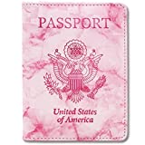 Kandouren RFID Blocking Passport Holder Cover Case,Pink Marble passport wallet for Girl & Women,best gifts for travelers,credit card and ID holder wallets,travel accessories