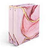 Comix 3-Ring-Binders 1'' Decorative Fashion Designed Round Ring Binder for US Letter Size Sheets (11" x 8.5), Pack of 2, Pretty Pink Marble A2130PM