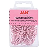 JAM PAPER Circular Paper Clips - Round Paperclips - Baby Pink Pastel - 50/Pack