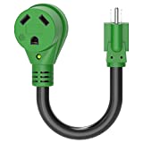 RVGUARD 30 Amp to 110 Volt RV Adapter Cord 12 Inch, NEMA 5-15P to NEMA TT-30R Electrical Power Adapter with LED Power Indicator, Green, ETL Listed