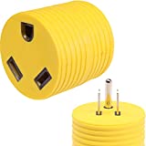 Power Adapter 3 prong 15 amp Male to 30 amp 110 Female RV Camper Generator Plug Outdoor Electrical Power Converter, Straight Blade TT30P to 5-15R, Mini Size (15 Male - 30 Female, Yellow)
