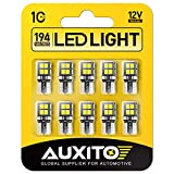 AUXITO 194 LED Light Bulb 6000K White 168 2825 W5W T10 Wedge 14-SMD LED Replacement Bulbs for Car Dome Map Door Courtesy License Plate Lights, Pack of 10