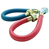 Rubber Washing Machine Y Mixer Hose Connector, Hot and Cold Color Coded, 3/4" Fittings, 1 ft (12") Length