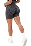 MOOSLOVER Women Seamless Booty Biker Shorts Scrunch Butt Lifting High Waisted Workout Shorts(M,#1 Leopard-5")