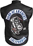 Men's SOA Motorcycle Biker Club Faux Leather Anarchy Vest (Small)