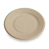 100% Compostable Disposable Paper Plates Bulk [6" 50 Pack], Bamboo Plates, Eco Friendly, Biodegradable, Sturdy Small Dessert Party Plates, Heavy-Duty, Unbleached by Earth's Natural Alternative