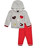 Tommy Hilfiger Baby Girls' 2 Pieces Hooded Jog Set, Grey Heather/Chinese Red, 6-9 Months