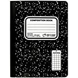 Top Flight Sewn Marble Composition Book, Black/White, Quad Rule, 4 Squares per Inch, 9.75 x 7.5 Inches, 100 Sheets (41320)