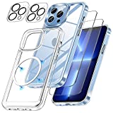 KELGOD [6 in 1] Magnetic Case for iPhone 13 Pro Max Case with 2 Pack Screen Protector + 2 Pack Camera Lens Cover [Military Grade Drop-Protection Compatible with MagSafe] Shockproof(Clear)