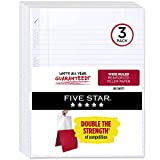 Five Star Loose Leaf Paper, 3 Pack, 3 Hole Punched, Reinforced Filler Paper, Wide Ruled Paper, 10-1/2" x 8", 100 Sheets/Pack (38033)