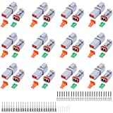 102PCS 2 Pin Way Deutsch DT Gray Connector 12 SetSize 16 Solid Contacts Waterproof Electrical Wire Connector with Seal Plug for Truck, Off-Road Vehicles, Marine, Motorcycle Wiring