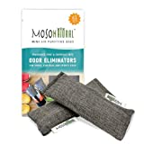 Moso Natural Mini Air Purifying Bags. A Scent Free Odor Eliminator for Shoes, Gym Bags and Sports Gear. Premium Moso Bamboo Charcoal Odor Absorber. (1 Pack of 2. 2 Total)