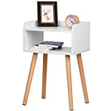 LUCKNOCK Night Stand (White) Mid-Century Modern Bedside Table with Solid Wood Legs, Minimalist and Practical End Side Table, Fashion Bedroom Furnitur.
