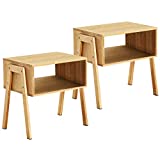 LASUAVY Bamboo Nightstands Set of 2  Stackable Side Tables with Open Storage Compartment  Rustic Wood Bedside Tables for Bedroom, Living Room, Nursery  Modern and VersatileNatural