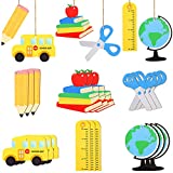 Back to School Ornaments Wooden Hanging Banner Decorations First Day of School Classroom Hanging Decor Welcome Back to School Party Decorations Supplies (Classic Style, 24)