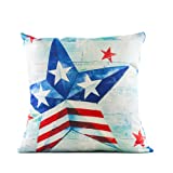 Arundeal Decorative Throw Pillow Case Cover, Double Sided 18 x 18 Inches, Vintage American Patriotic Flag Stars, for 4th of July