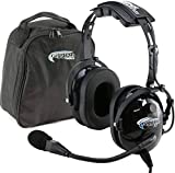 Rugged Air RA200 General Aviation Pilot Headset Features Noise Reduction, GA Dual Plugs, MP3 Music Input, Adjustable Headband and Includes Headset Bag