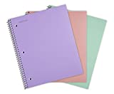 Mintra Office Durable Spiral Notebooks, 1 Subject, (Salmon, Sage Green, Lavender, Wide Ruled 3pk) - 100 Sheets, Poly Pocket, Moisture Resistant Cover, School, Office, Professional