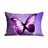 Mugod Decorative Throw Pillow Cover Magical Purple Butterfly,Cushion Cover Case 20x30 Inches for Home Sofa Bedroom Living for Women Men