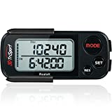 3DTriSport Walking 3D Pedometer with Clip and Strap, Free eBook | 30 Days Memory, Accurate Step Counter, Walking Distance Miles/Km, Calorie Counter, Daily Target Monitor, Exercise Time (Stealth Black)