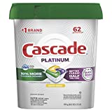 Cascade Platinum Dishwasher Pods, ActionPacs Dishwasher Detergent, Lemon, 62 Count