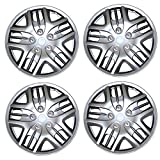 Tuningpros WC3-16-1025-S - Pack of 4 Hubcaps - 16-Inches Style Snap-On (Pop-On) Type Metallic Silver Wheel Covers Hub-caps