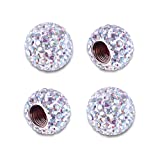 JUSTTOP Car Tire Valve Stem Caps, 4 Pack Handmade Crystal Rhinestone Car Stem Air Caps Cover, Attractive Car Dustproof Bling Exterior Accessories, Universal for Cars, Bicycle and Motorcycles-AB Color