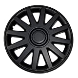 TuningPros WSC-610B16 - Pack of 4 Hubcaps - 16-Inches Style Snap-On (Pop-On) Type Matte Black Wheel Covers Hub-caps