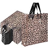 150 Pack Leopard Print Merchandise Bags with Handles Plastic Bags Small Business Reusable Shopping Bags for Boutique Leopard Print Gifts Bags Shirt Bags for Grocery, Clothes Packing, 10 x 13 Inch