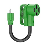 RVGUARD 50 Amp to 110 Volt RV Adapter Cord 12 Inch, NEMA 5-15P to NEMA 14-50R Electrical Power Adapter with LED Power Indicator, Green, ETL Listed