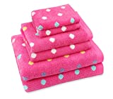 ORIGINAL KIDS- Bath Time Sugar and Spice 6 Piece Towel Set, Cotton, 2 Bath Towels, 2 Hand Towels, 2 Washcloths, Pink Multicolor, 630GSM with Bonus Tote Bag