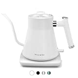 ECORELAX Gooseneck Electric Kettle, Pour Over Coffee and Tea Kettle, 100% Stainless Steel Inner with Leak Proof Design, 1200W Rapid Heating, Strix Boil-Dry Protection, 0.8L, Matte White