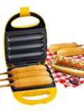 Oscar Mayer 520 Watt Electric Hot & Corn Dog Maker, 3 Slots, Stick Notches For Skewers While Cooking, Portable, Small, and Compact with Tidy Wrap-around Cord, Yellow