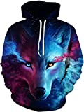 NEWCOSPLAY Unisex Realistic 3D Digital Print Pullover Hoodie Hooded Sweatshirt (XX-Large-3X-Large, Color Wolf)